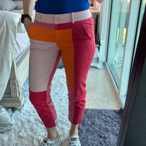 J. Crew size 4 color block orange/red/pink color block capri pants